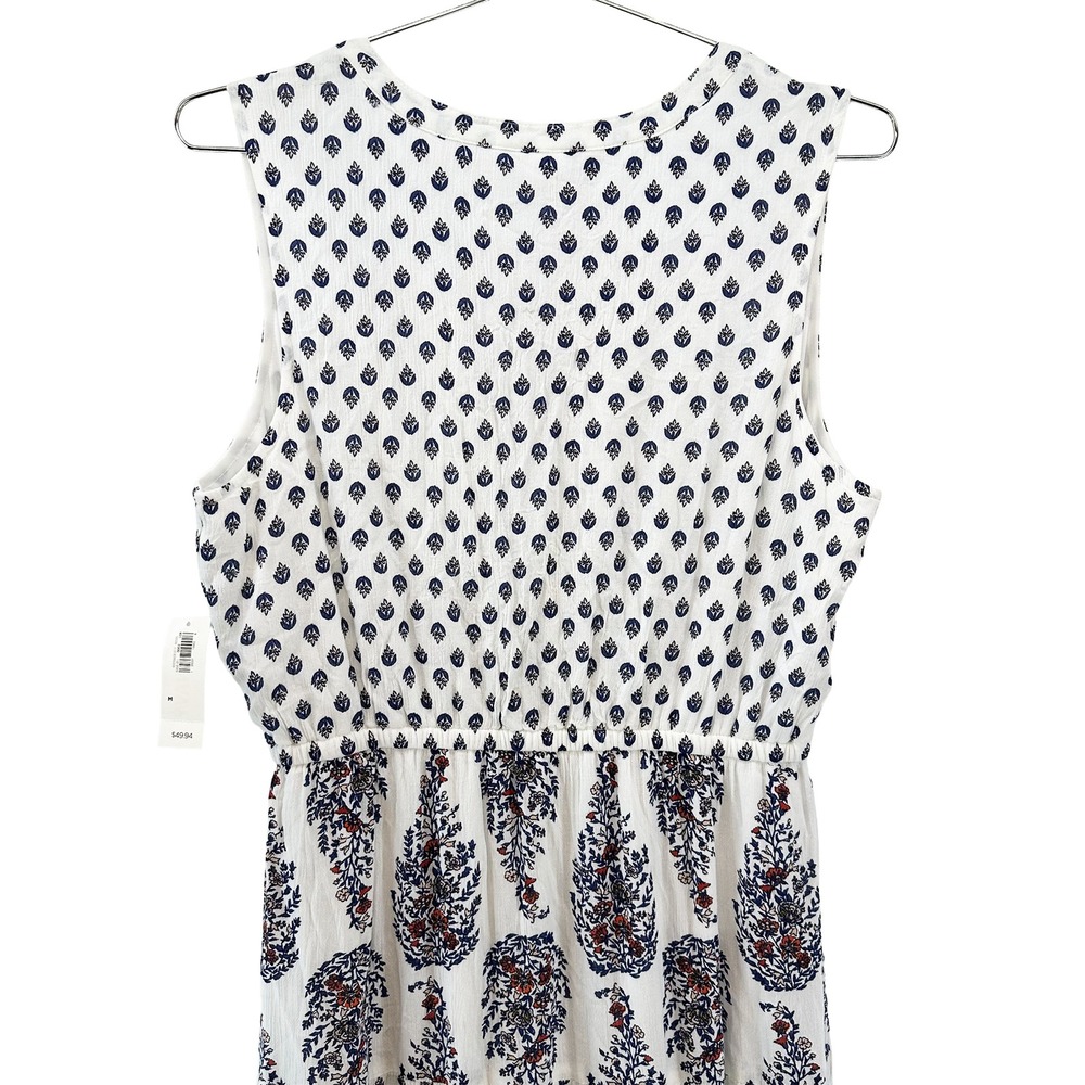 OLD NAVY Boho Floral Paisley Tiered Sleeveless Maxi Dress NWT • M • white, blue - Picture 5 of 9